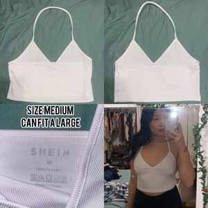 SHEIN White V-Neck Crop Top